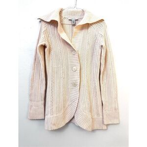 Vintage Y2K Laundry by Shelli Segal Womens Cable Knit Wool Button Cardigan Sweat